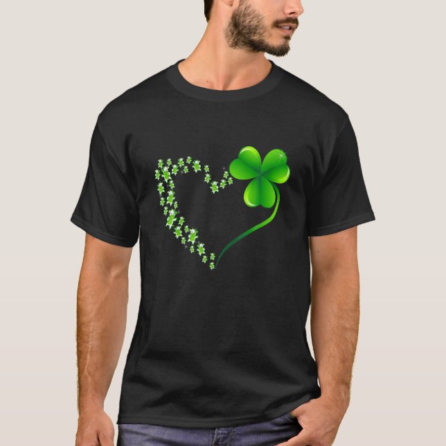 Cow Heart Löv Irish St Patrick Day Klöver Heart T Shirt (Framsida)