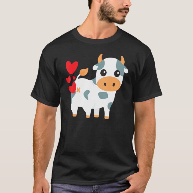 Cow Hearts Funny Cute Valentines day T Shirt (Framsida)