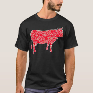 Cow Hearts Valentines day Heifer Farm Älskare Gir T Shirt