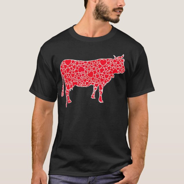 Cow Hearts Valentines day Heifer Farm Älskare Girl T Shirt (Framsida)