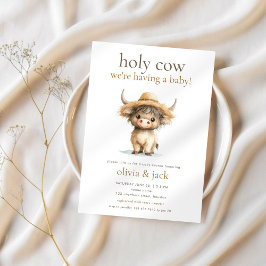 Cow Highland Heliga Cow med Baby Inbjudningar