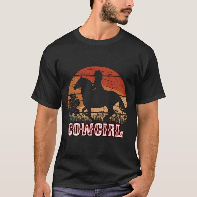 Cow Horse Riding Style Rodeo Texas Ranch T Shirt (Framsida)