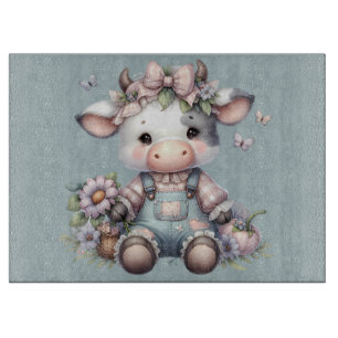 Cow i Cute Pastel Baby i överdrag med blommor