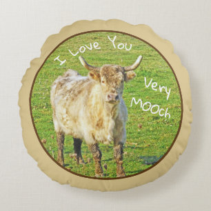 COW/"I KÄRLEK DU MYCKET MOO"Round Pillow" Rund Kudde