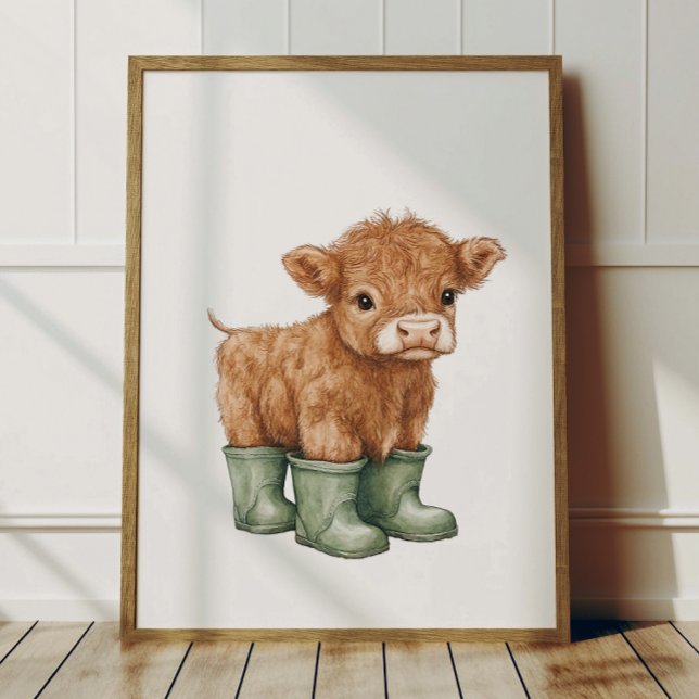Cow in Sage Green Boots Poster Kids Room Decor (Skapare uppladdad)