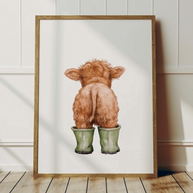 Cow in Sage Green Boots Poster Kids Room Decor (Skapare uppladdad)