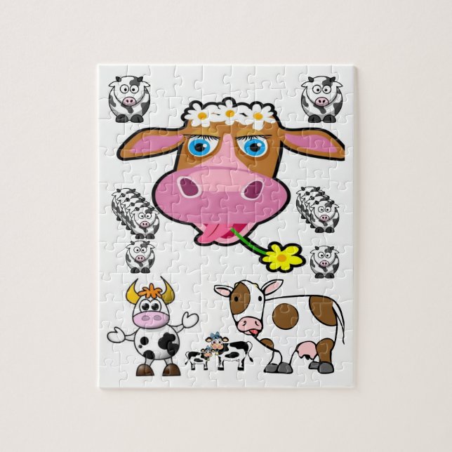Cow Jigszawa Puzzle Pussel (Vertikal)