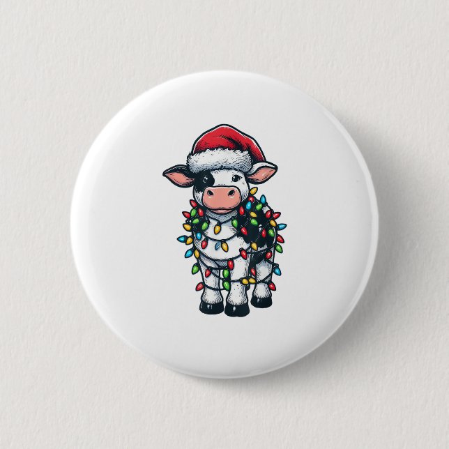 Cow Julafton Outfit Cute Santa Cow Knapp (Framsida)