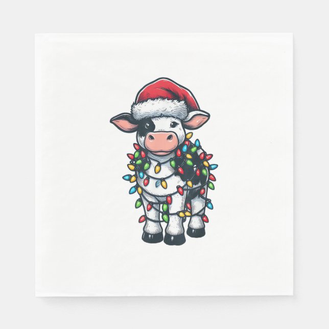 Cow Julafton Outfit Cute Santa Cow Pappersservett (Framsidan)