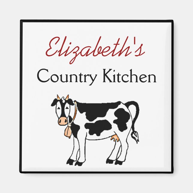 Cow Land Kitchen Personlig Magnet (Framsidan)