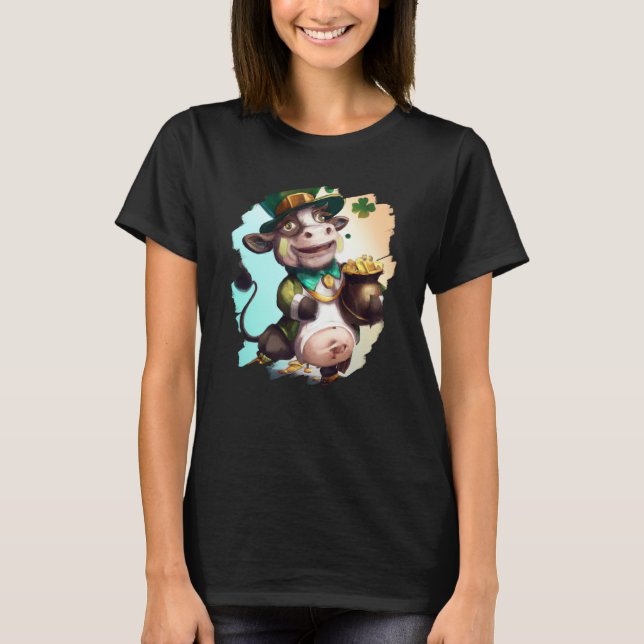Cow Leprechaun Cows St Patricks Day T Shirt (Framsida)