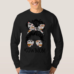 Cow Mamma Messy Bun T Shirt