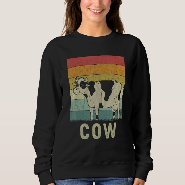 Cow  Men Women Cow Retro T Shirt (Framsida)