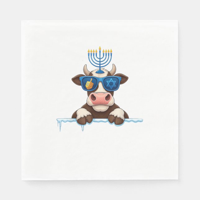 Cow Menorah Dreidel Jewish Hanukkah Womens Manar K Pappersservett (Framsidan)