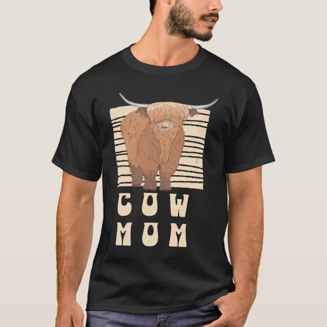 Cow Mom  Farmer Scottish Highland Cows Cowgirl Boy T Shirt (Framsida)