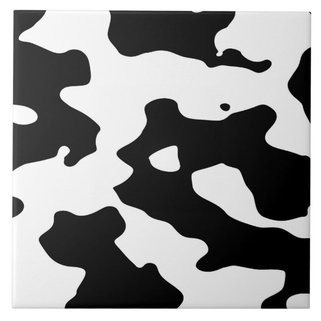Cow Mönster Black and White Kakelplatta (Framsidan)