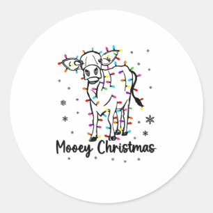 Cow Mooey jul Light Träd Funny Julafton Snö & C Runt Klistermärke