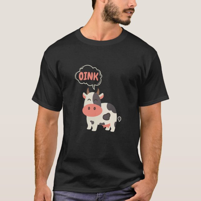 Cow Oink Farm animal Pig T Shirt (Framsida)
