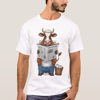 Cow on Toilet PNG, Funny Farm Animal T Shirt
