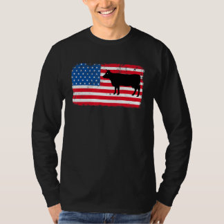 Cow Patriotic USA flagga Farm Animal Dairy 4 juli  T Shirt