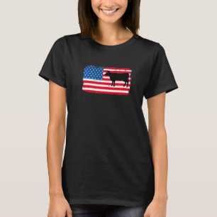 Cow Patriotic USA flagga Farm Animal Dairy 4 juli  T Shirt