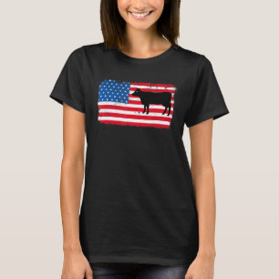 Cow Patriotic USA flagga Farm Animal Dairy 4 juli  T Shirt
