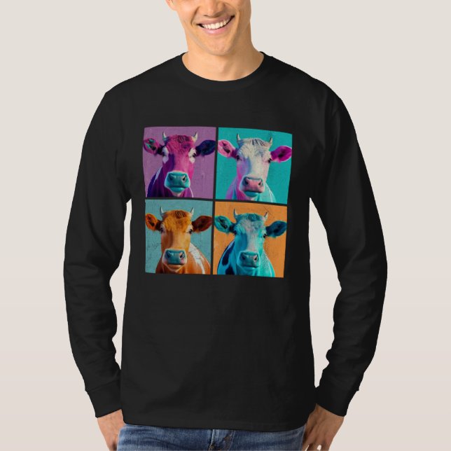 Cow Pop Illustration Colorful Animal Women Men T Shirt (Framsida)