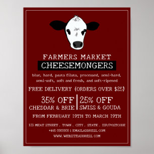 Cow Porträtt, Cheesemonger Advertising Poster