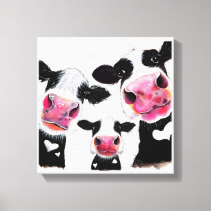 CoW PRiNT, ANiMaL PRiNT, " THe NoSeY CoWS " Canvastryck