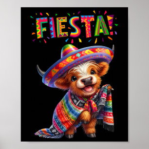 Cow Print Cinco De Mayo Cow Mexican Fiesta Party Poster