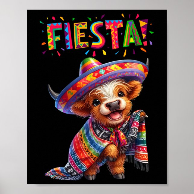 Cow Print Cinco De Mayo Cow Mexican Fiesta Party Poster (Framsidan)