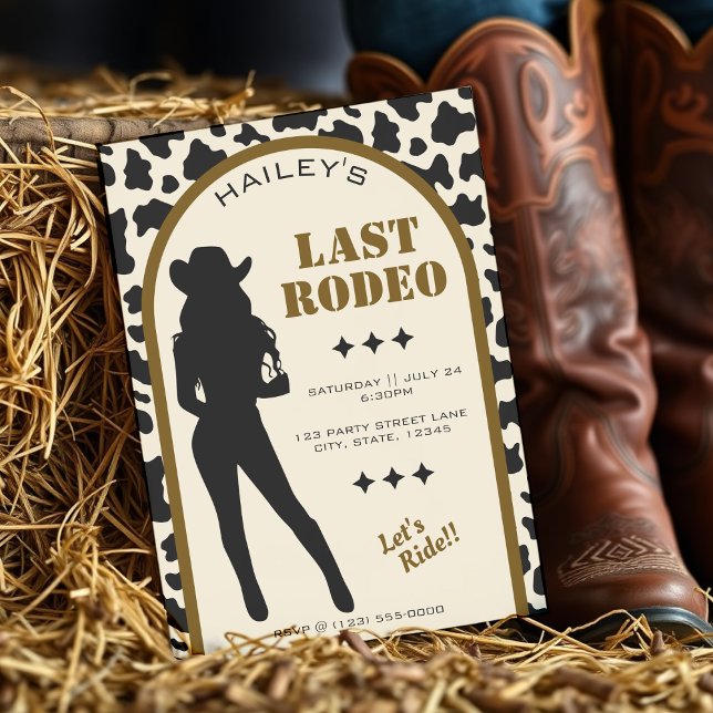 Cow Print Cowgirl Brown Bröllop Bachelorette Party Inbjudningar (Cow Print Cowgirl Brown Wedding Bachelorette Party Invitation
)