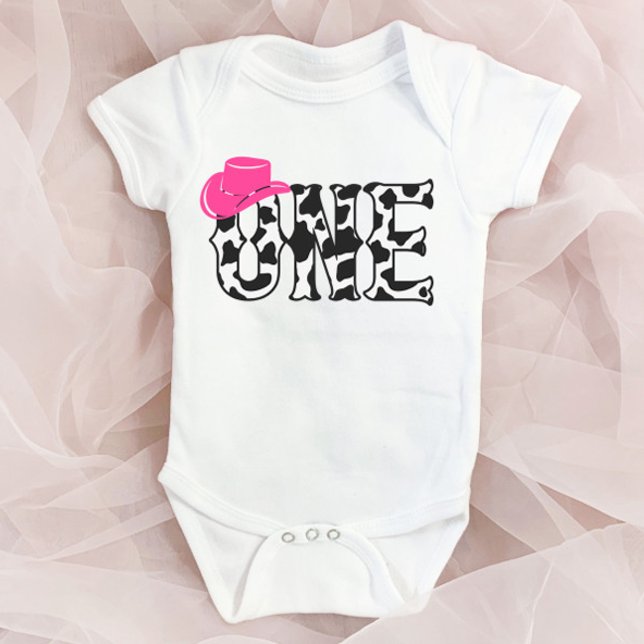 Cow Print Cowgirl HON ONE First Birthday Party T Shirt (Skapare uppladdad)