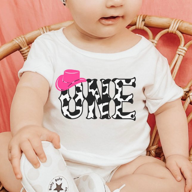 Cow Print Cowgirl HON ONE First Birthday Party T Shirt (Skapare uppladdad)