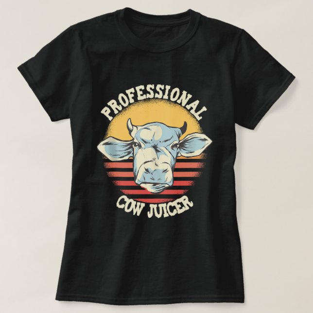 Cow Print Professional Cow Juicer Milker Dairy T Shirt (Design framsida)