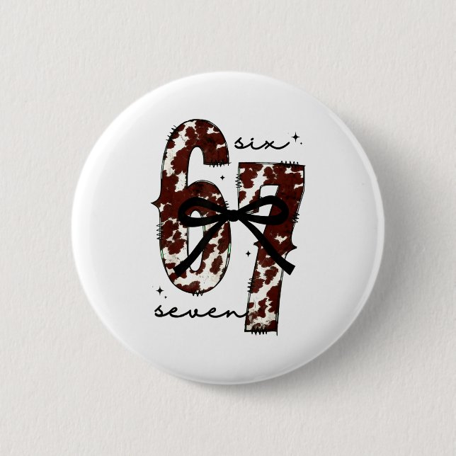 Cow Print Six Seven Western 67 Six Seven Coquette  Knapp (Framsida)