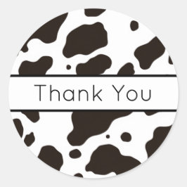 Cow Print Thank You Sticker Runt Klistermärke
