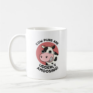 Cow Puns UdÄldre Amosing Funny Animal Pun Kaffemugg