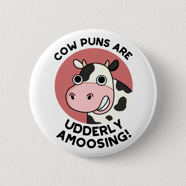 Cow Puns UdÄldre Amosing Funny Animal Pun Knapp (Framsida)