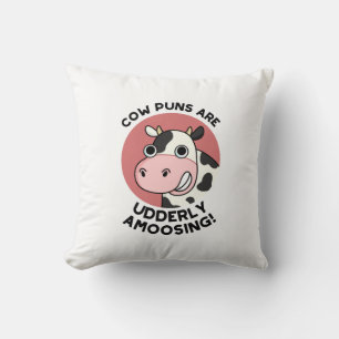 Cow Puns UdÄldre Amosing Funny Animal Pun Kudde