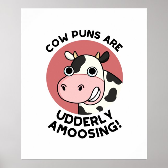 Cow Puns UdÄldre Amosing Funny Animal Pun Poster (Framsidan)