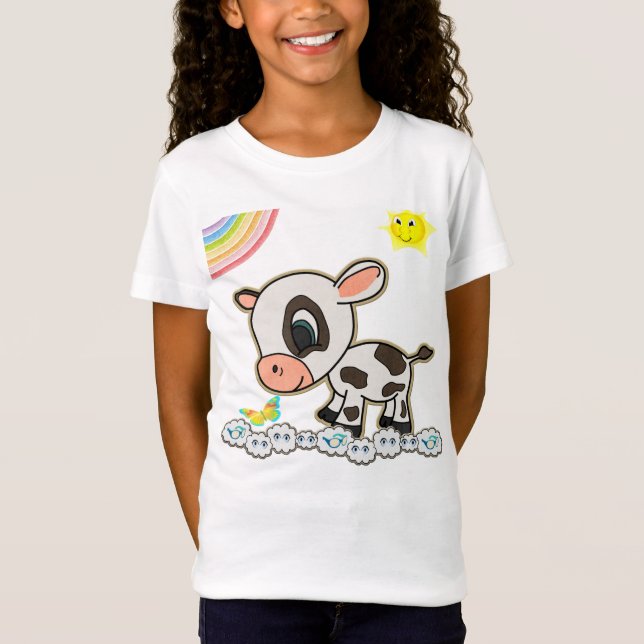 Cow Rainbow Girls T-shirt (Framsida)