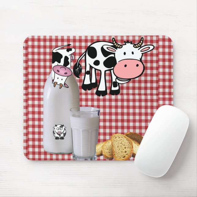 Cow Red Play Mjölk Mouse Pad! Muspets Musmatta (Med mus)