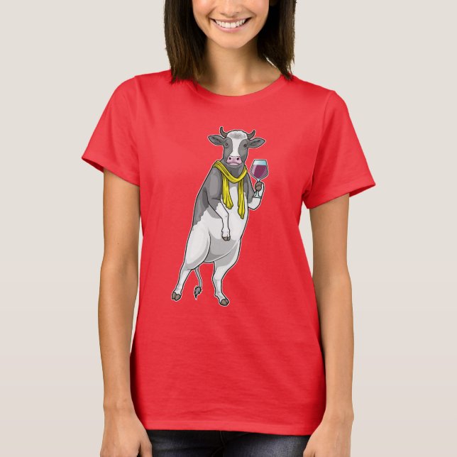 Cow Red wine T Shirt (Framsida)