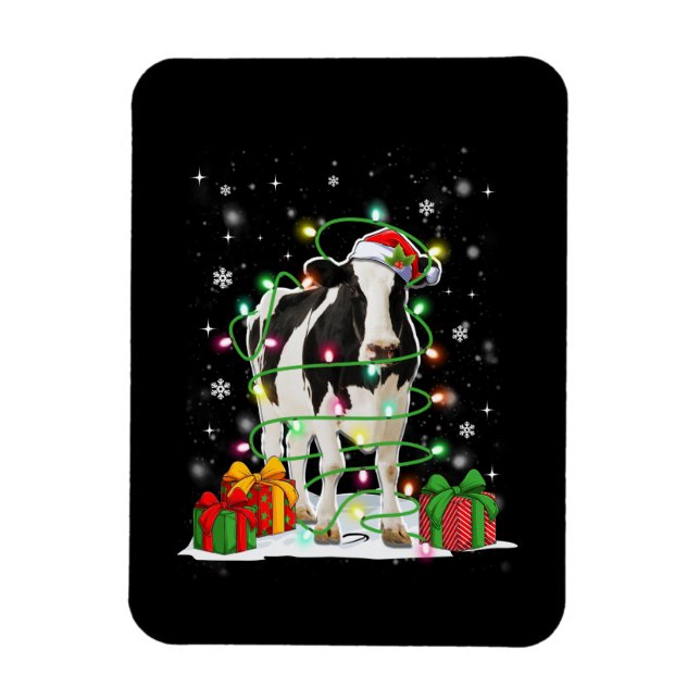 Cow Reindeer Hat Santa Ljus Funny Cow Magnet (Vertikal)
