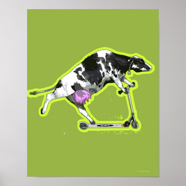 Cow Riding a Scooter Poster (Framsidan)