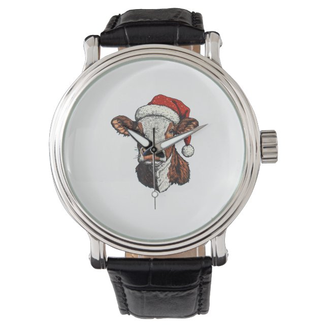 Cow Santa Hat jul Julafton Armbandsur (Framsida)