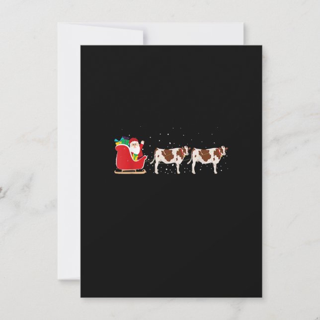 Cow Santa Sleigh - Funny Cow Julafton Inbjudningar (Framsida)