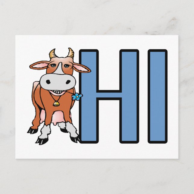Cow Says Hi Vykort (Framsida)