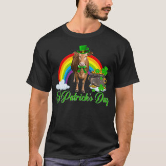 Cow Shamrock Rainbow St patricks day T Shirt